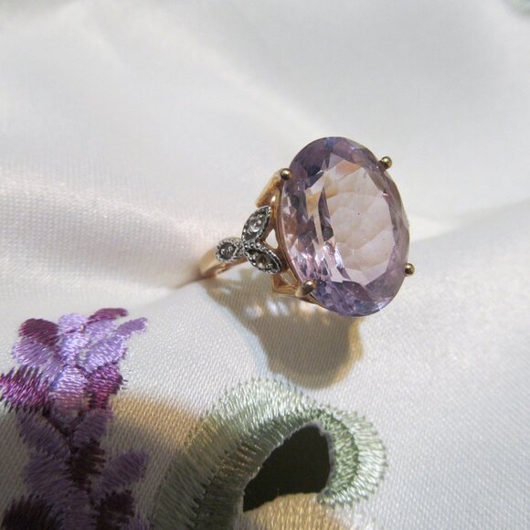 QJ India Quintessence Jewelry Gold Plated 925 Silver Light Amethyst Ring Size 10 - Picture 2 of 16